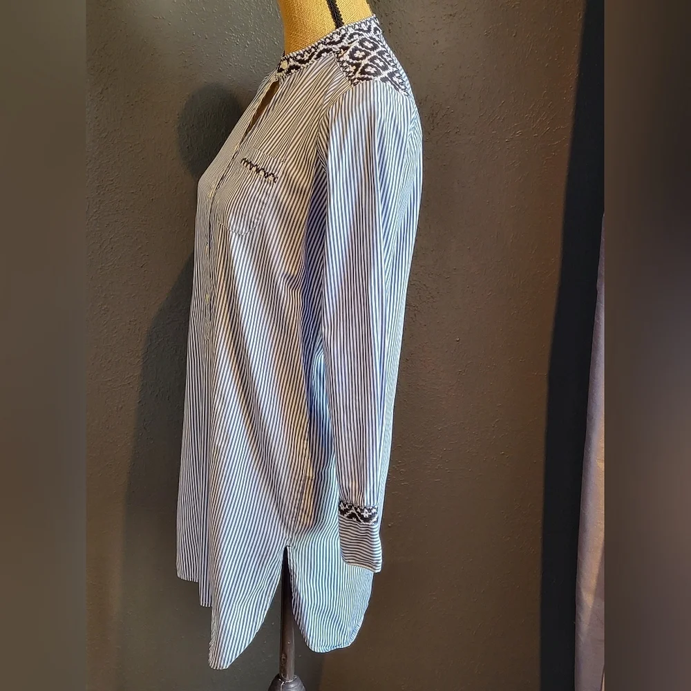 J Crew XSmall Cotton Striped Shirt Dress Blue/White
